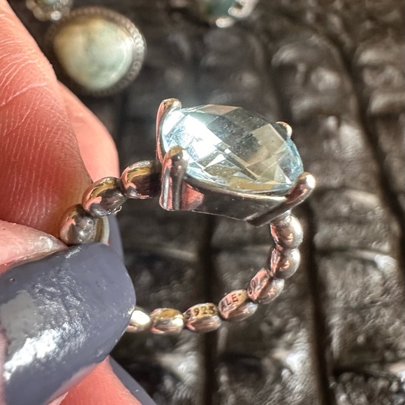 Pandora Sterling and Blue Topaz Ring - Picture 3 of 6